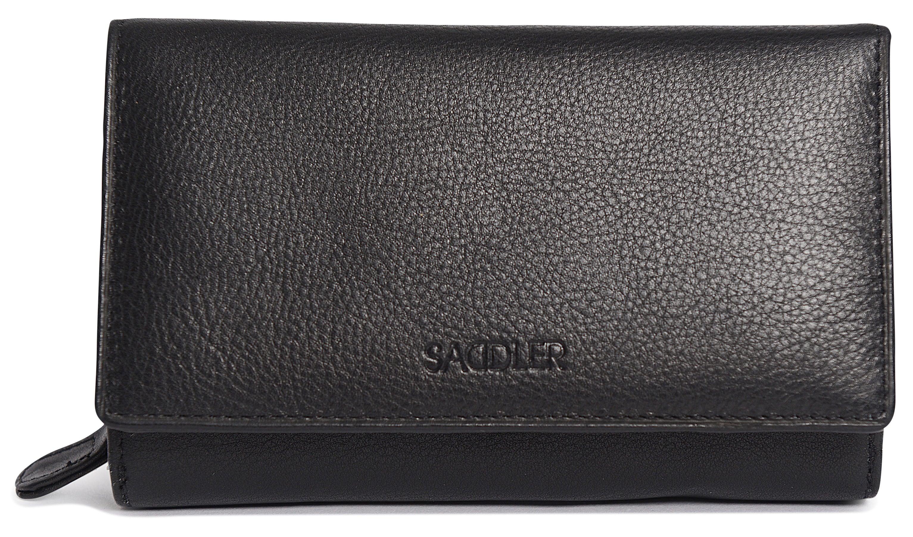 SADDLER PAULA Handmade Leather Trifold Purse – RFID Protected | 8 Card Slots, ID Window & Rear Zip Pocket | Gift Boxed