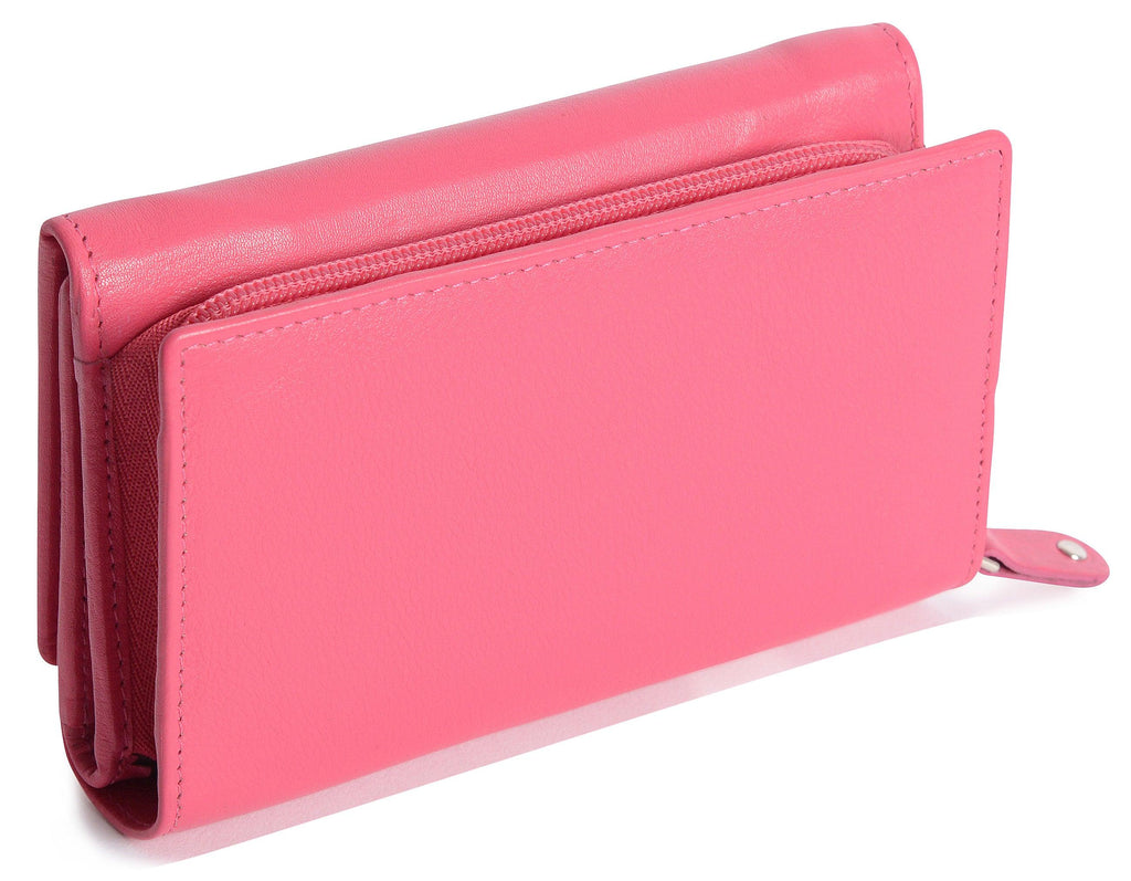 SADDLER PAULA Handmade Leather Trifold Purse – RFID Protected | 8 Card Slots, ID Window & Rear Zip Pocket | Gift Boxed