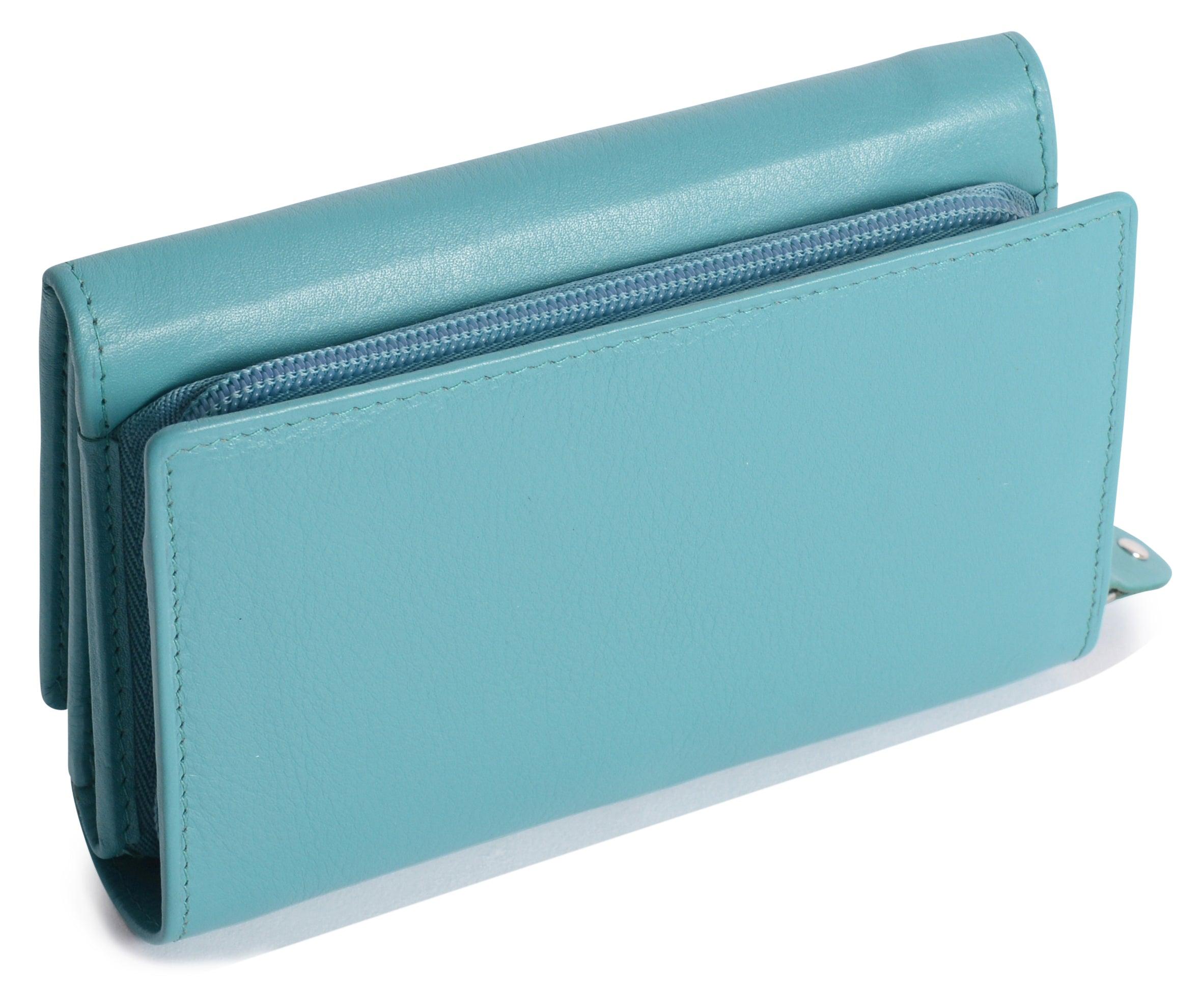 SADDLER PAULA Handmade Leather Trifold Purse – RFID Protected | 8 Card Slots, ID Window & Rear Zip Pocket | Gift Boxed