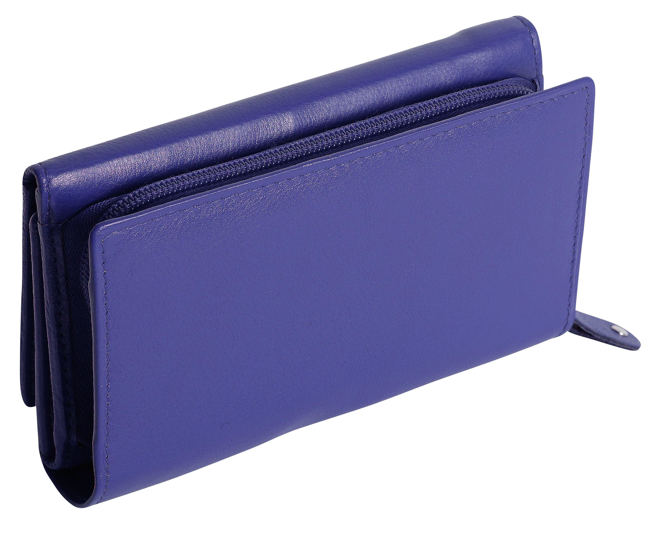 SADDLER PAULA Handmade Leather Trifold Purse – RFID Protected | 8 Card Slots, ID Window & Rear Zip Pocket | Gift Boxed