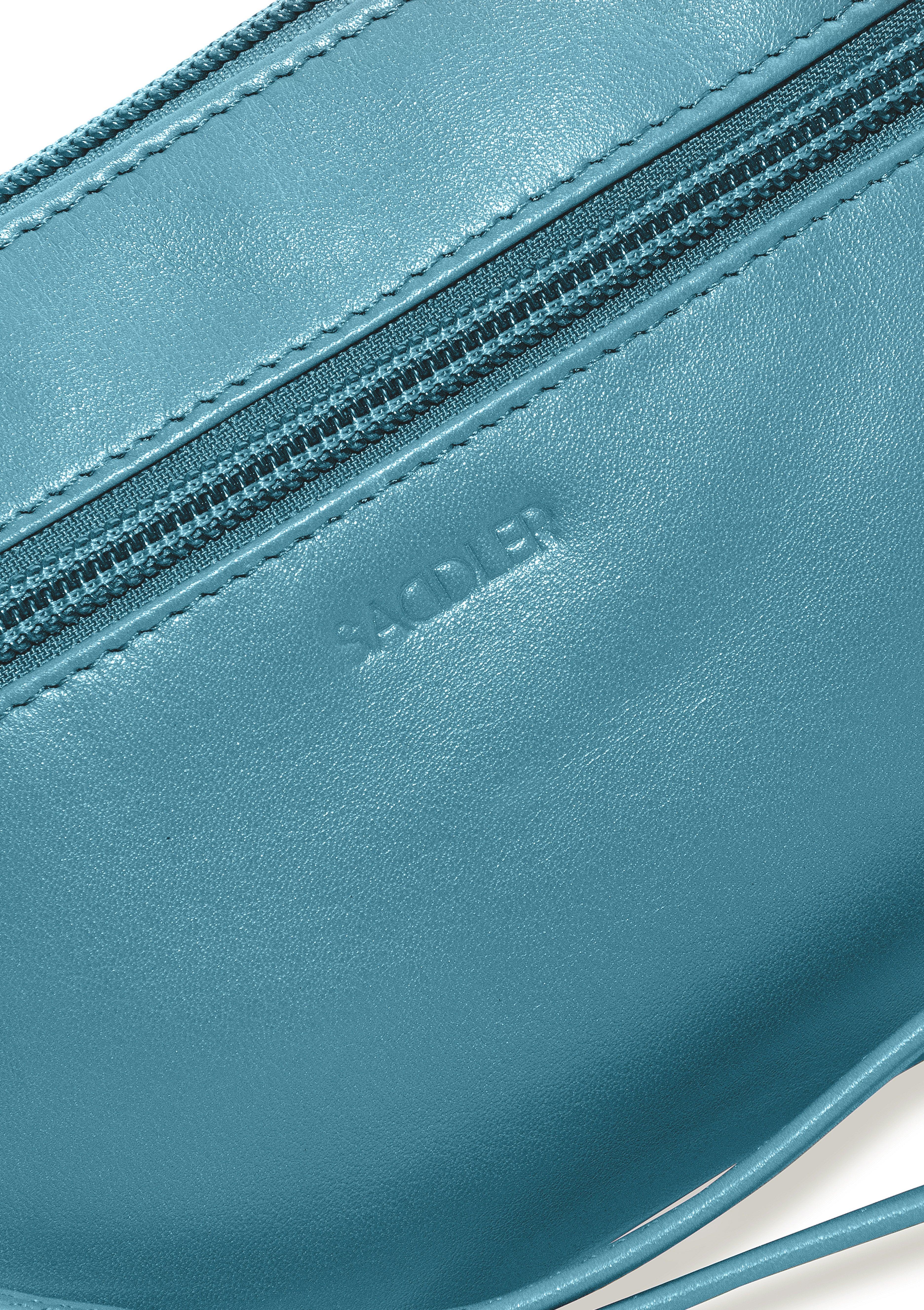 SADDLER SCARLETT Leather Zip Top Mini Clutch - Phone Holder with Detachable Wrist Strap - RFID Protected