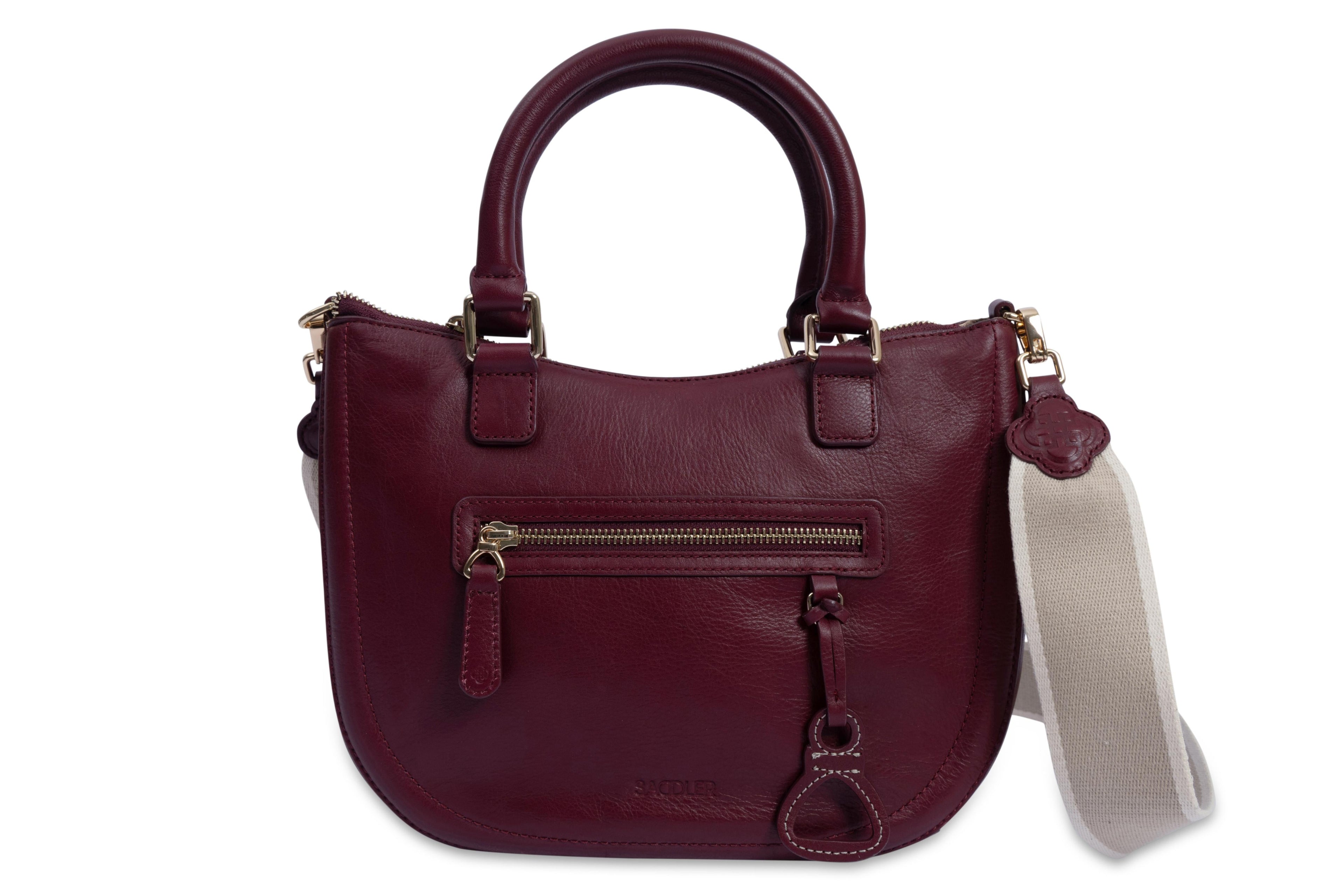 SADDLER "Chloe" Real Leather Twin-Handle Handbag with Crossbody Strap - Handmade, with Keepsake Pouch