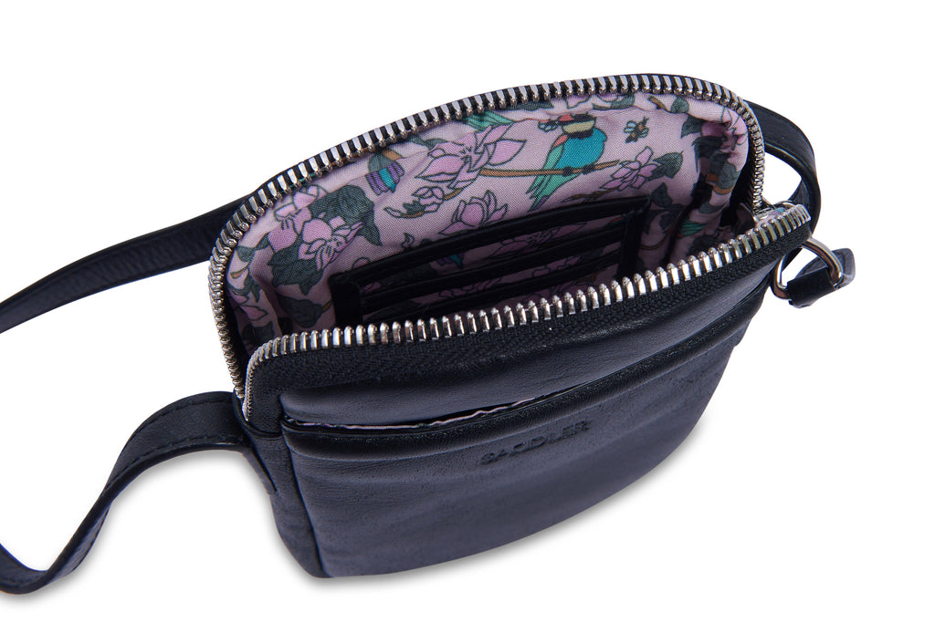 SADDLER "Margot" Real Leather Crossbody Zip Top RFID Phone Pouch - Gift Boxed
