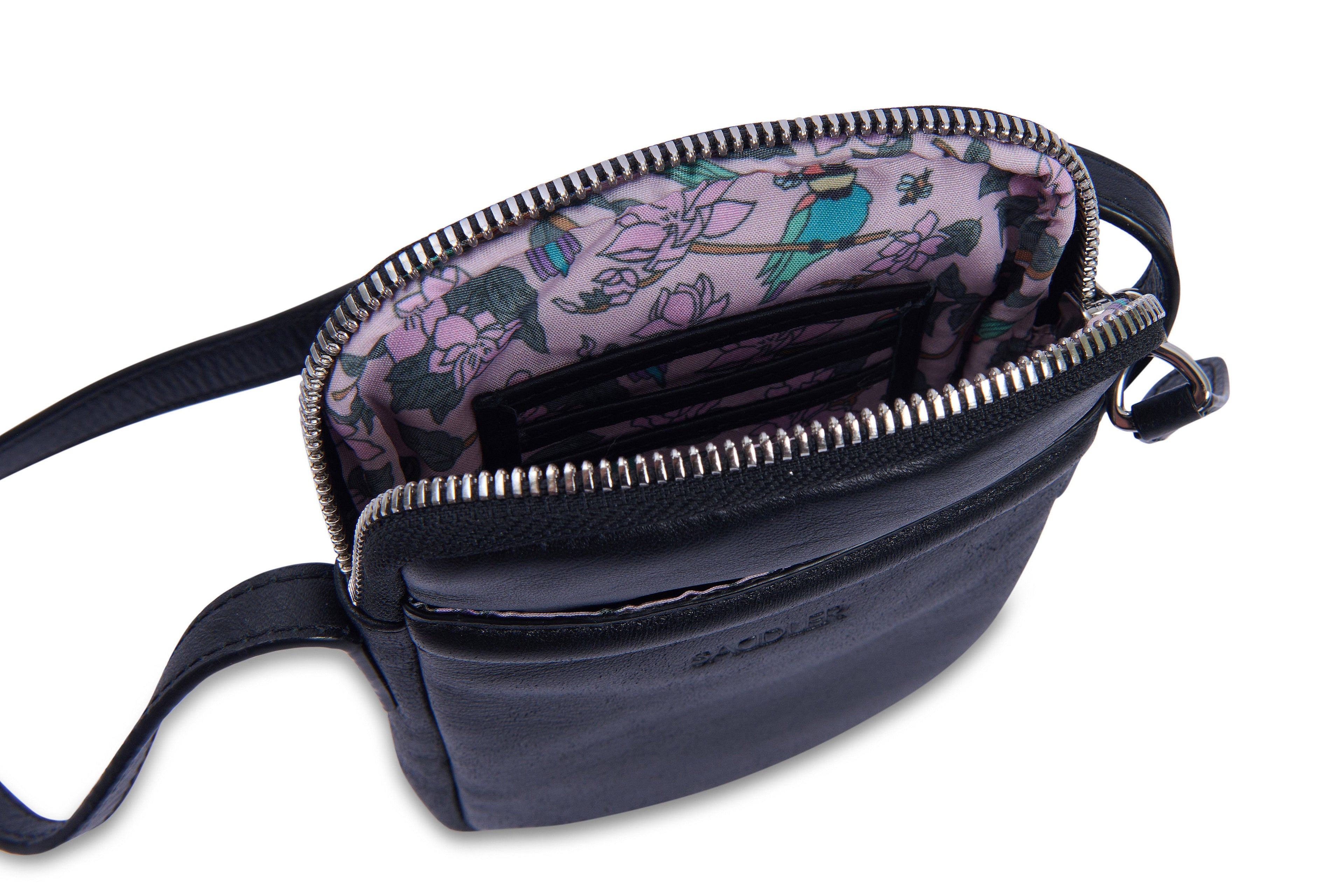 SADDLER "Margot" Real Leather Crossbody Zip Top RFID Phone Pouch - Gift Boxed