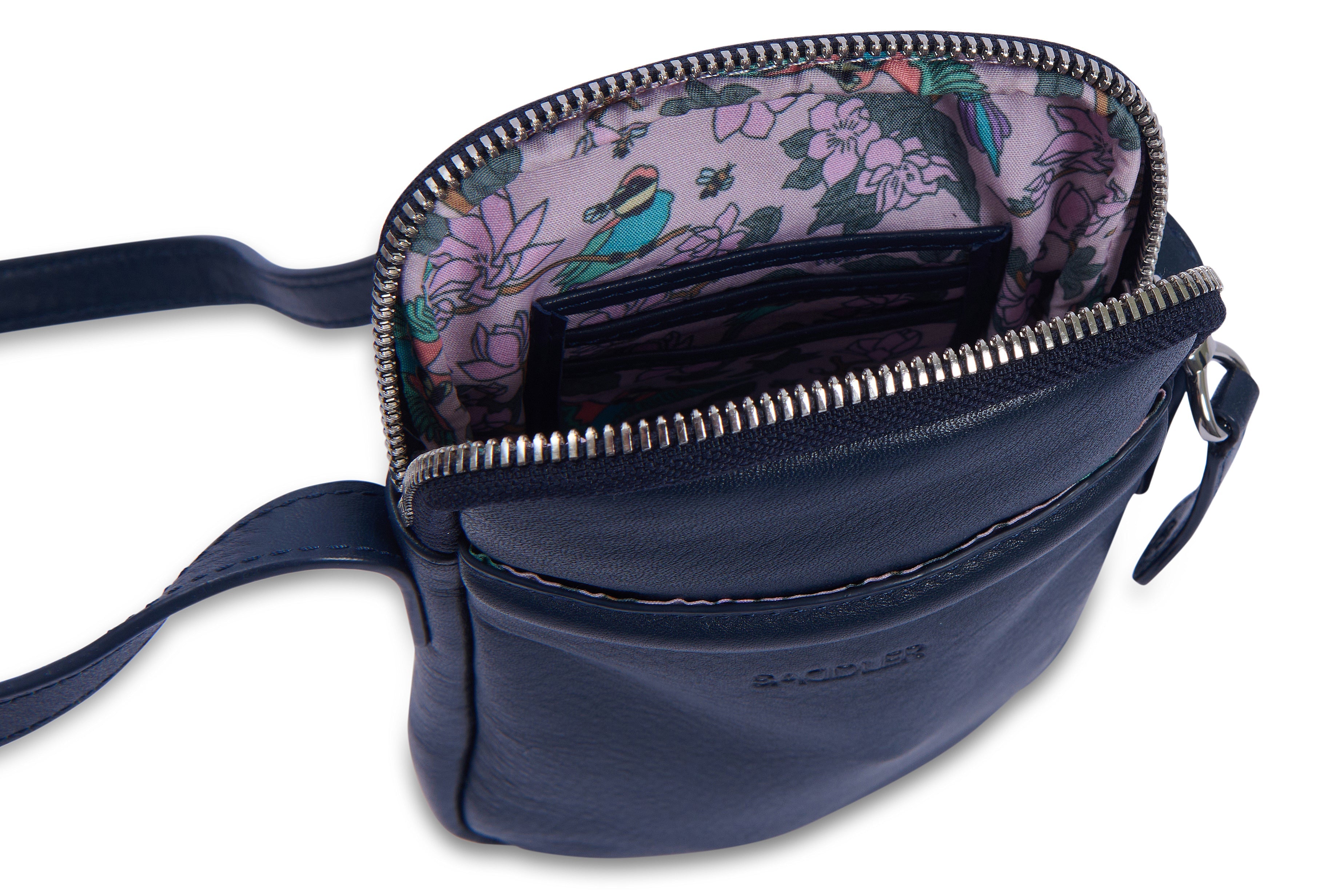 SADDLER "Margot" Real Leather Crossbody Zip Top RFID Phone Pouch - Gift Boxed