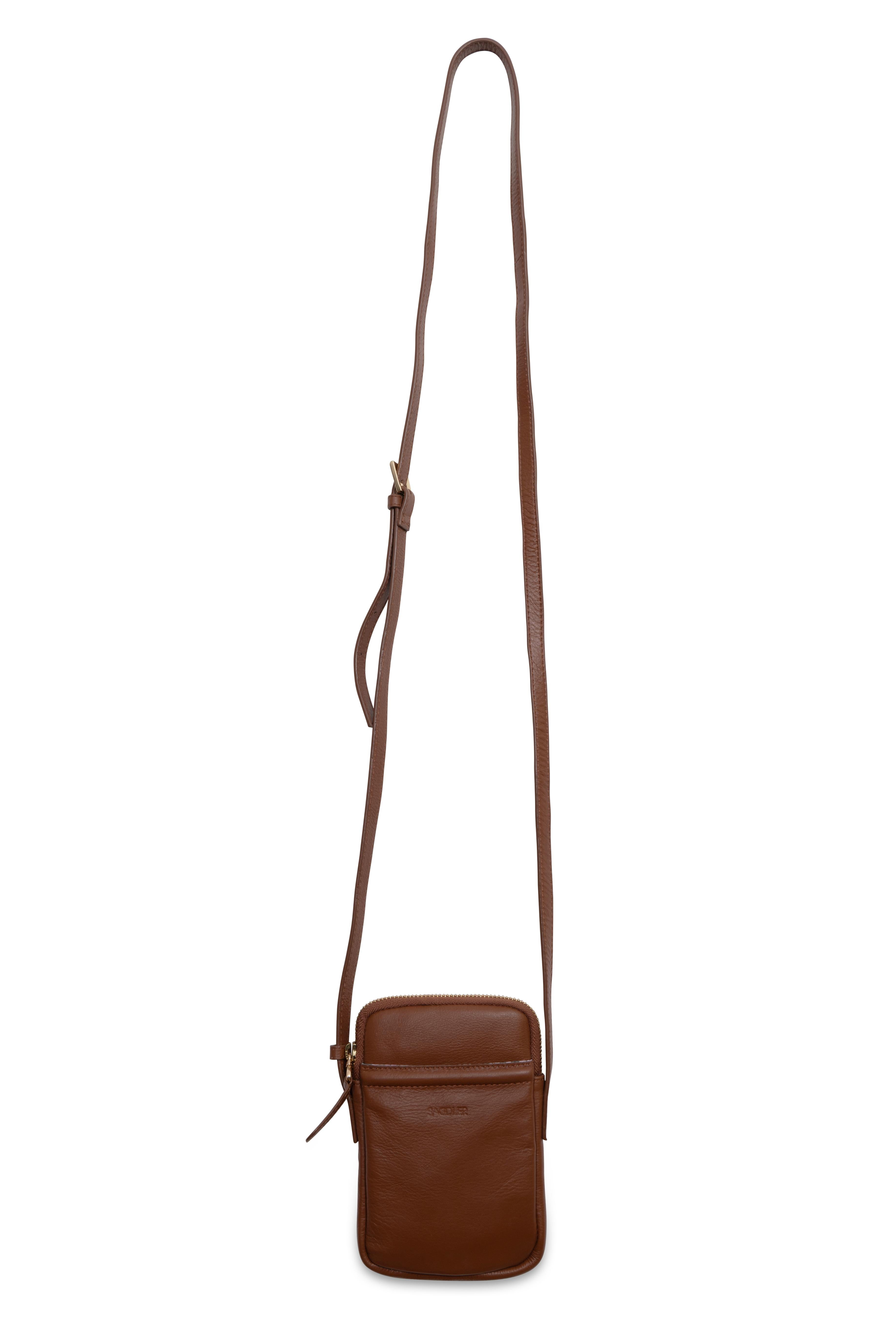 SADDLER "Margot" Real Leather Crossbody Zip Top RFID Phone Pouch - Gift Boxed