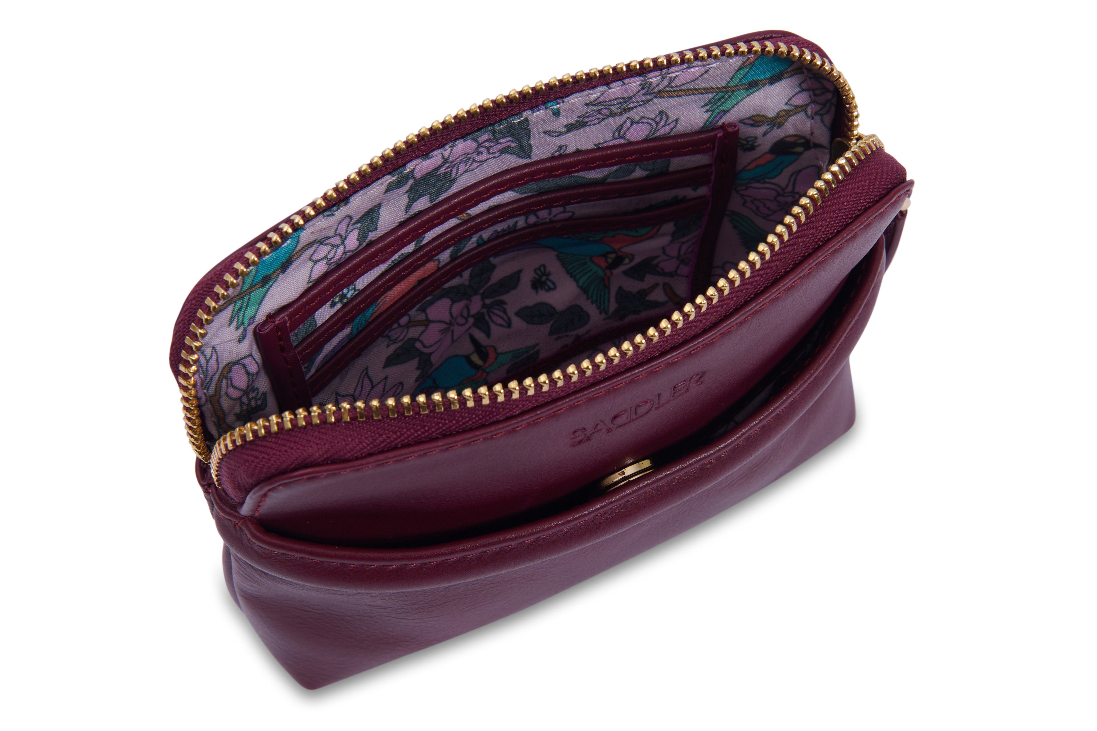 SADDLER "Louisa" RFID Real Leather Zipped Organiser and Cosmetic Pouch (Gift Boxed)