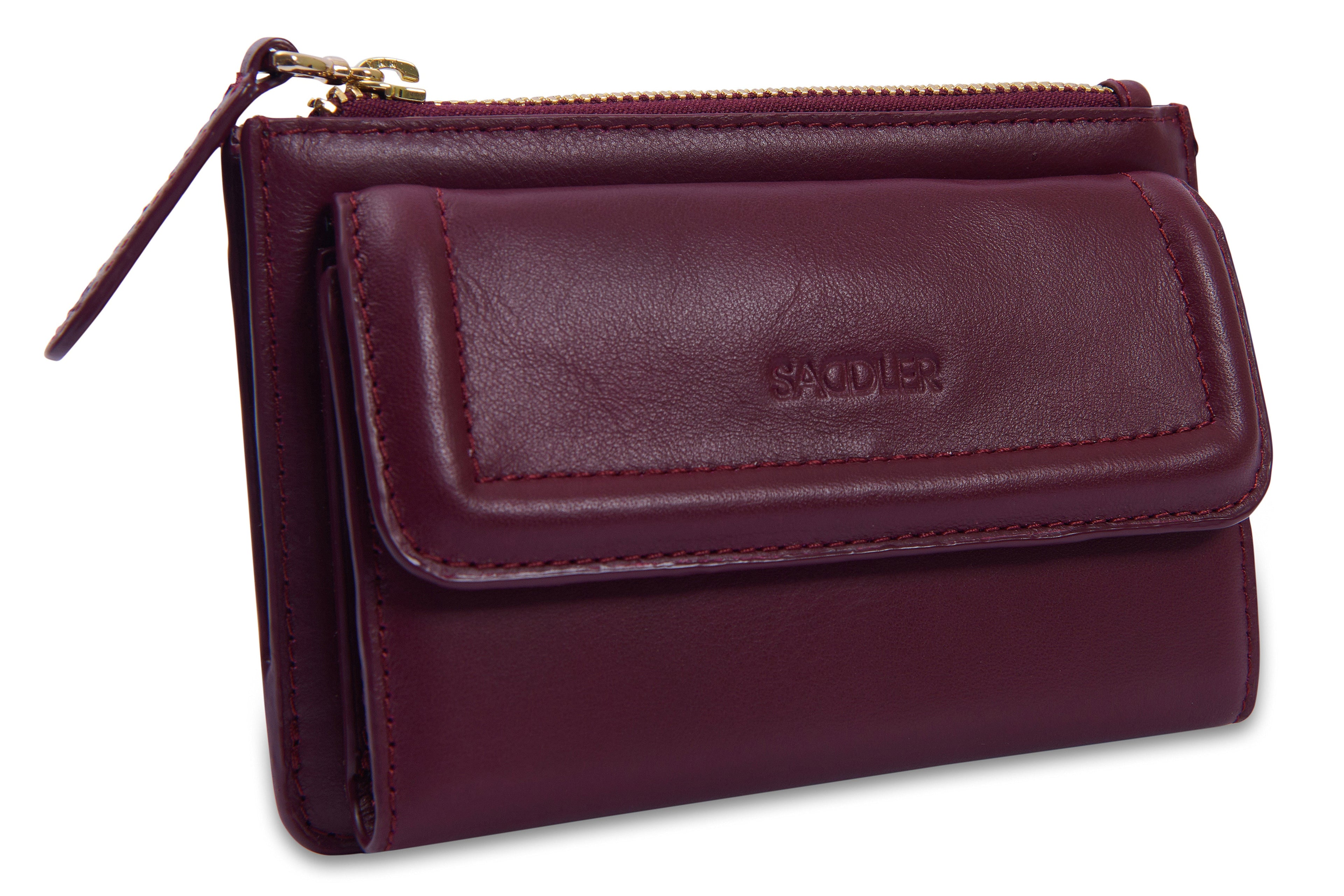 SADDLER "Marion" Bifold Real Leather Card Wallet with Zip Top Coin Purse (Gift Boxed)