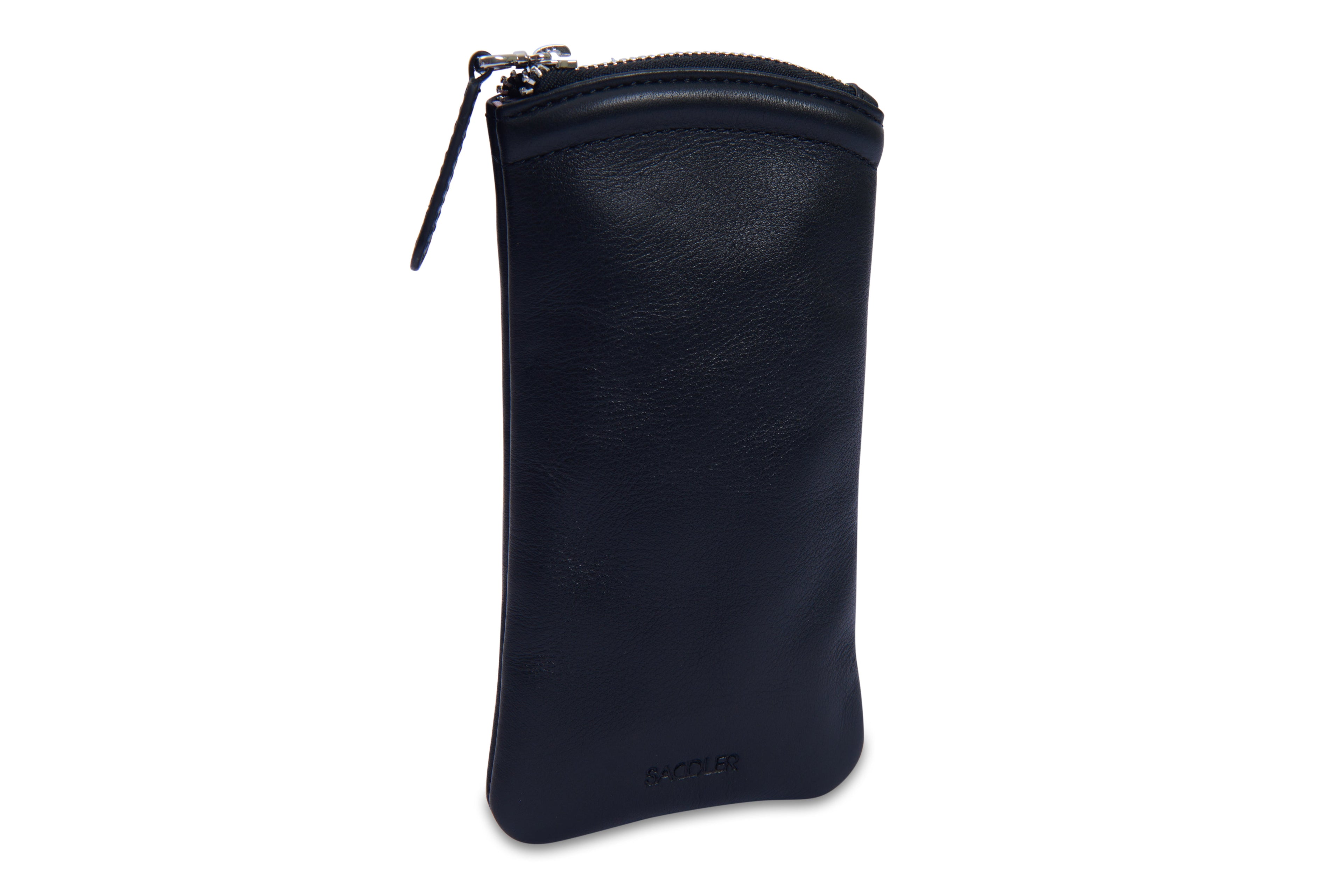 SADDLER "Mabel" Zip Top Real Leather Glasses Case with Card Holder (Gift Boxed)