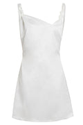 Ivory Satin A-Line Backless Mini Slip Dress-0