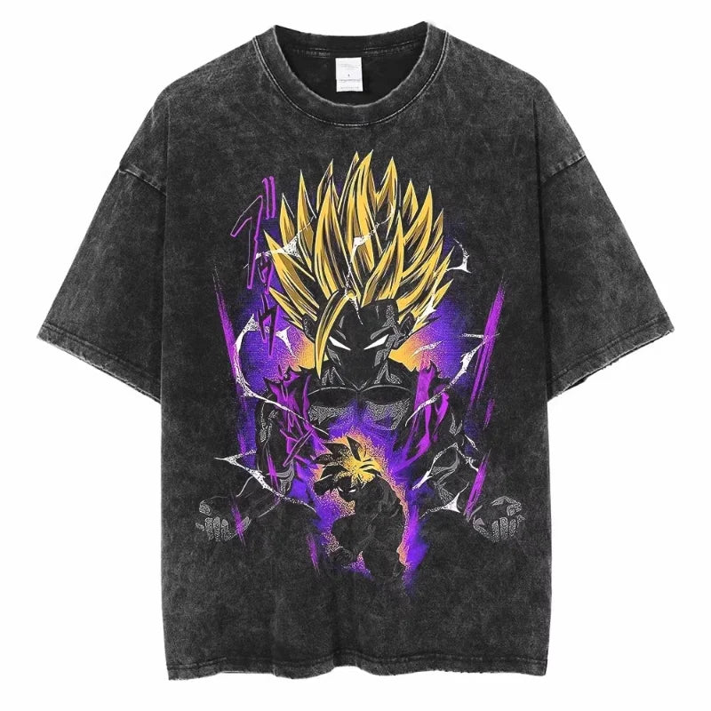 Dragon Ball Anime Washed T Shirt Vintage Goku Vegeta Cotton Short Sleeve Loose Fit Men Women-2