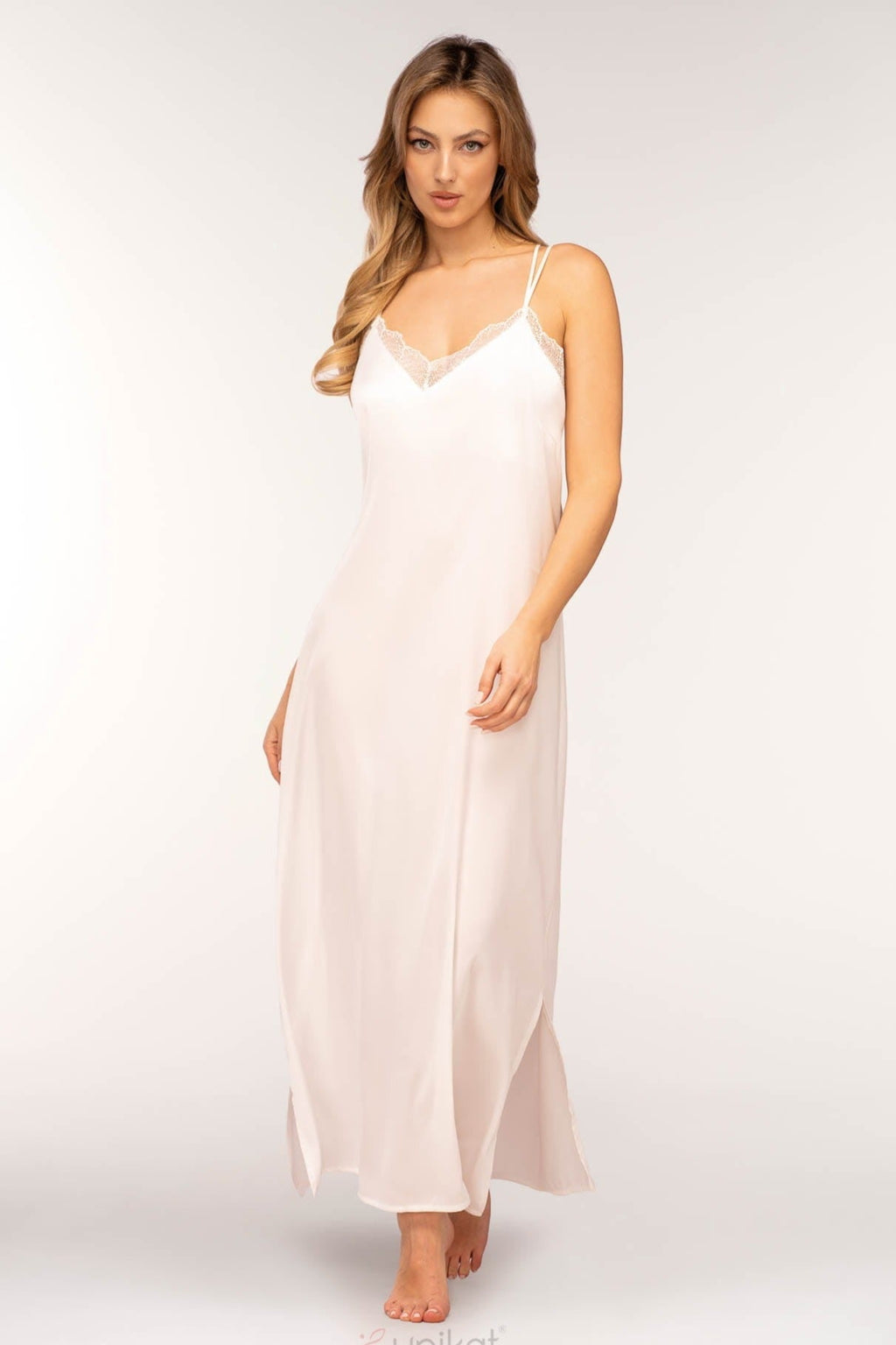 Satin Double-Strap Lace-Trim Slip Ginny-0