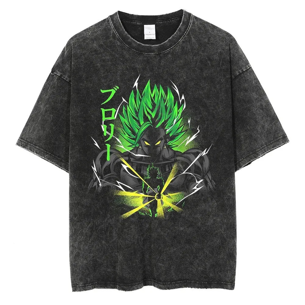 Anime Dragon Ball Goku Vintage Washed Oversized T-Shirt Cotton Streetwear Tee-7