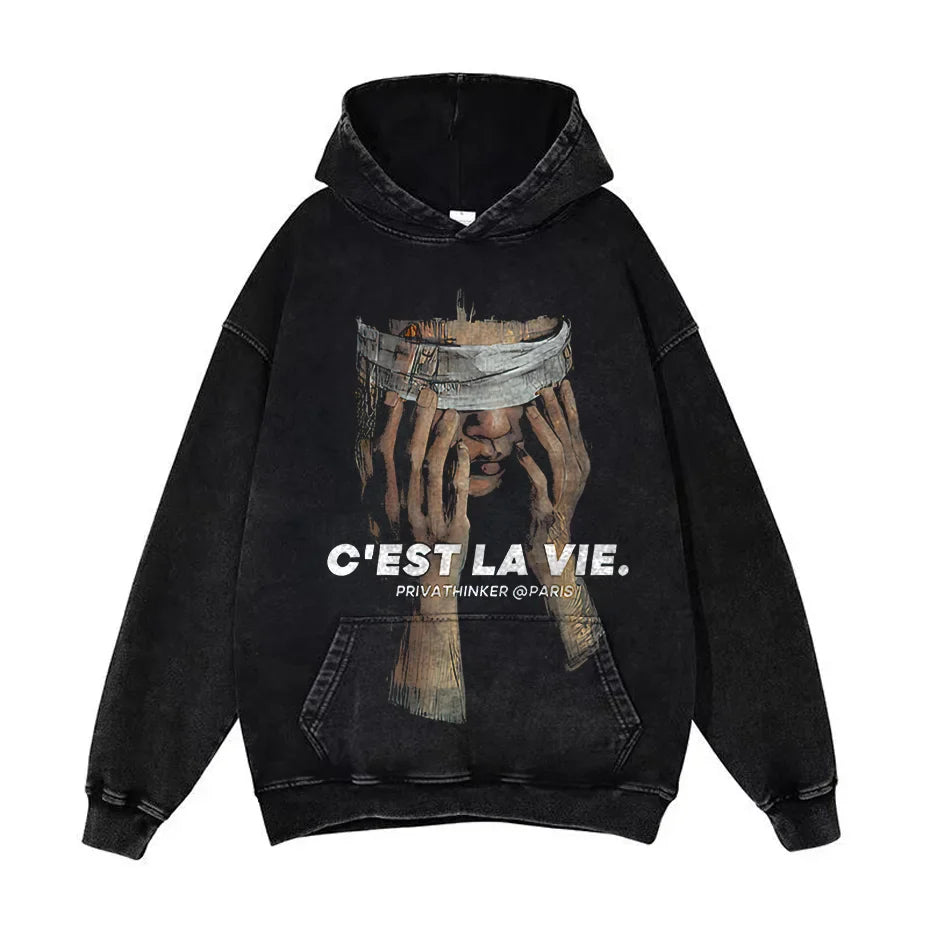 Anime Pain Graphic Hoodie Men's Retro Washed Harajuku Streetwear-4