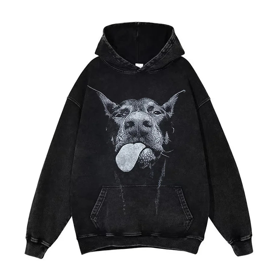 Anime Pain Graphic Hoodie Men's Retro Washed Harajuku Streetwear-1