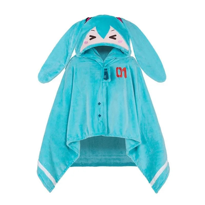 NNEOBA Anime-Inspired Hooded Plush Shawl Blanket-0