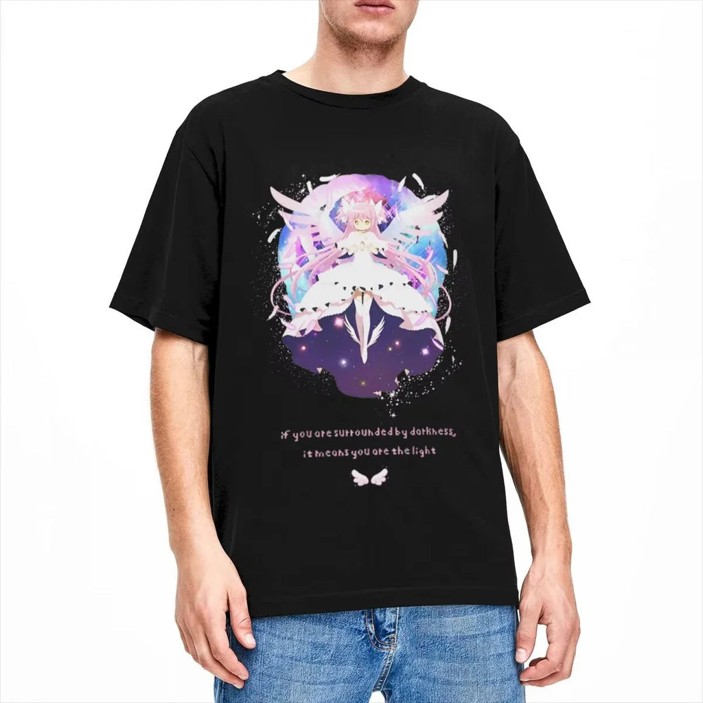 Vintage Madoka Magica Anime Print T-Shirt Soft Breathable Casual Comfortable Pure Cotton Unisex Tops-1