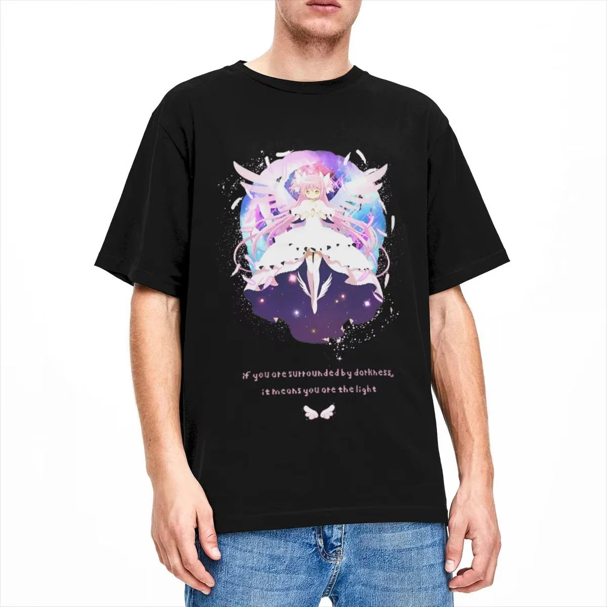 Vintage Madoka Magica Anime Print T-Shirt Soft Breathable Casual Comfortable Pure Cotton Unisex Tops-1