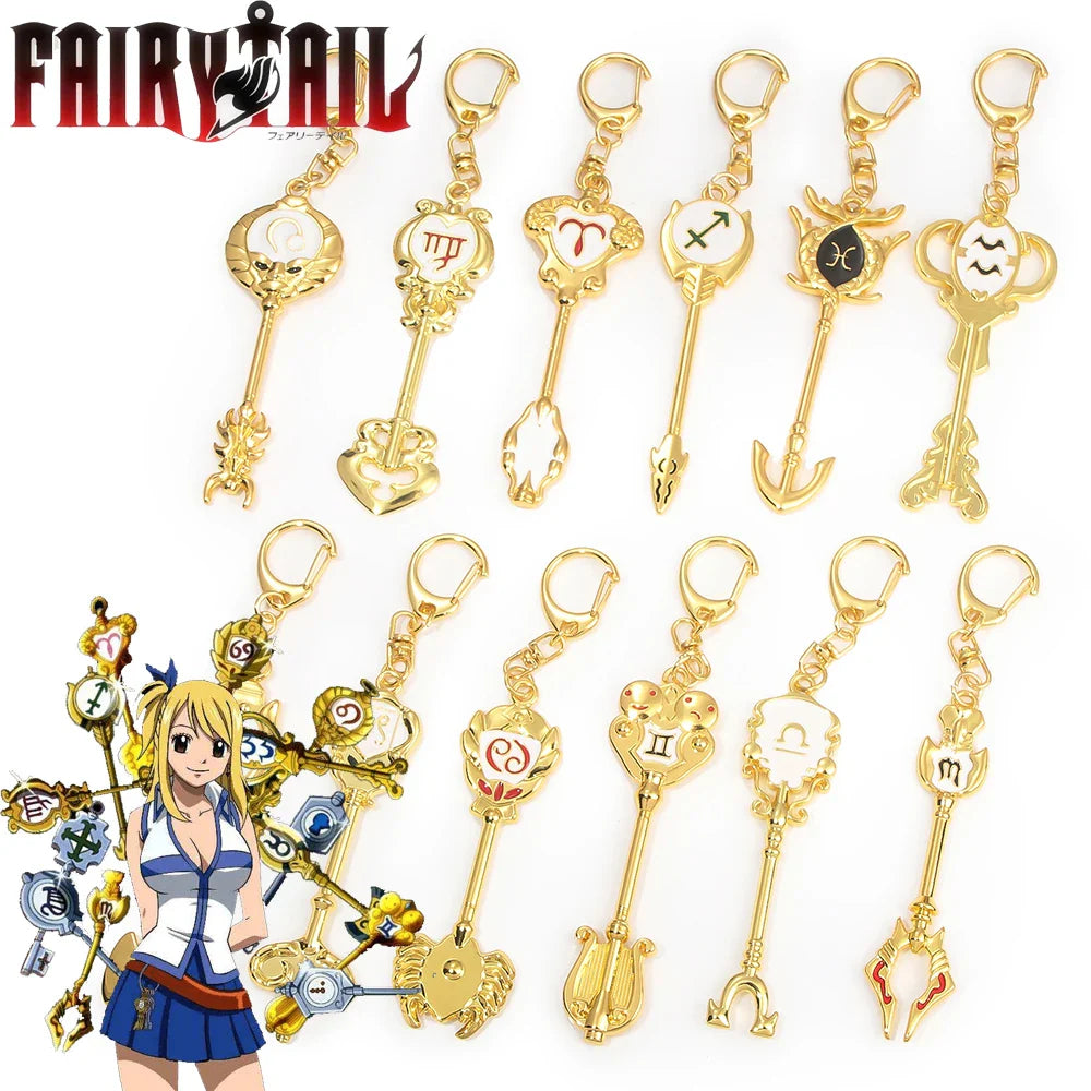 Anime FAIRY TAIL 12 Constellation Summoning Keychain Cosplay Pendant Key-0