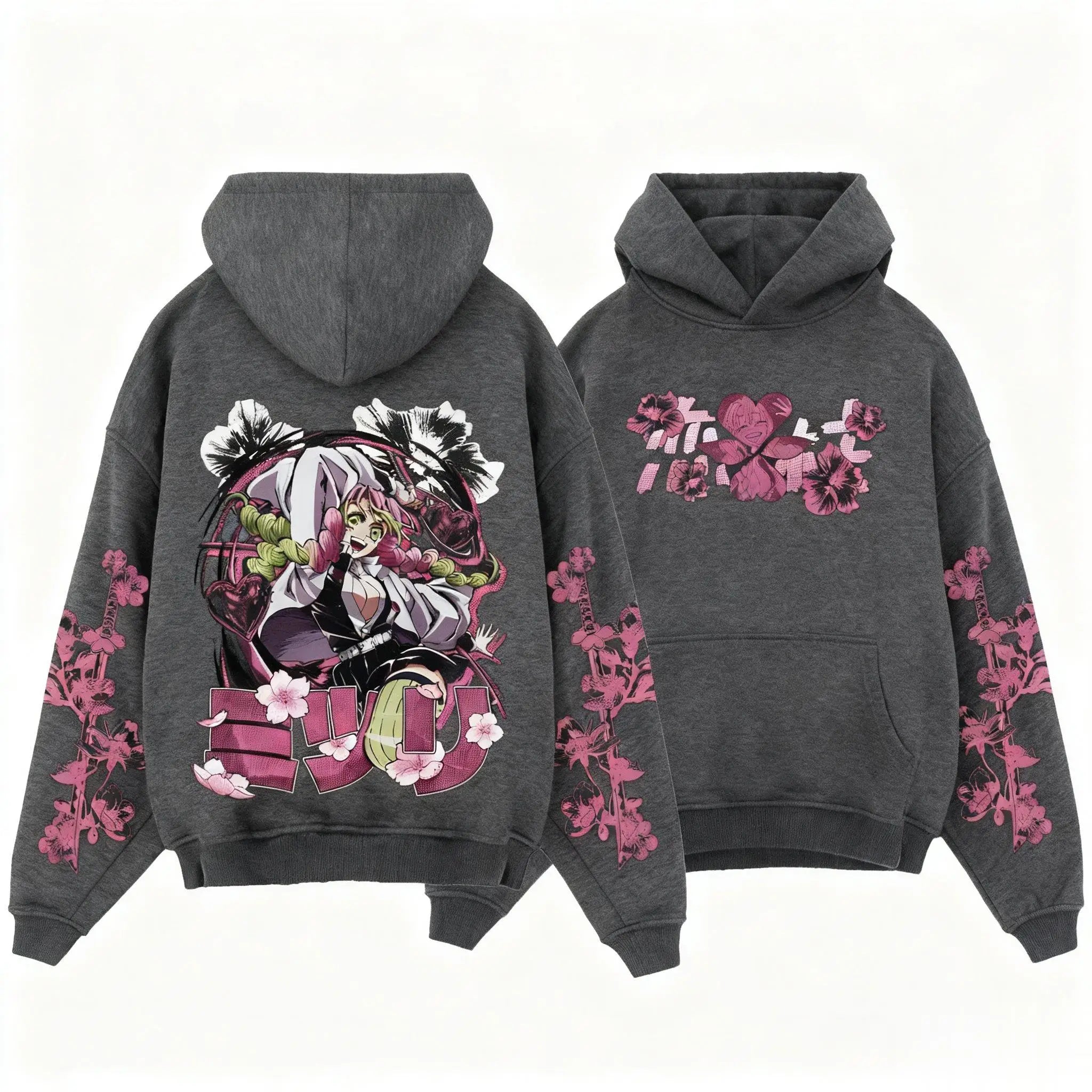 Demon Slayer Kanroji Mitsuri Hoodie Anime Pullover Sweatshirt Men Women Cosplay Graphic Streetwear-2