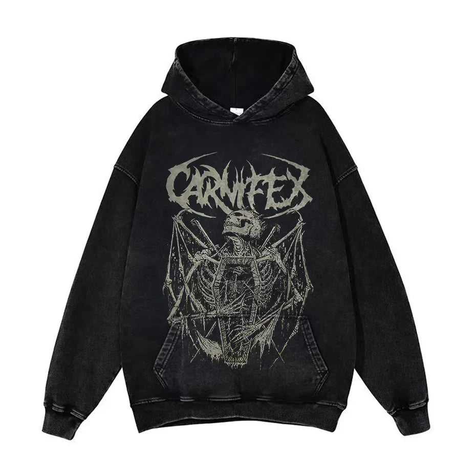 Anime Pain Graphic Hoodie Men's Retro Washed Harajuku Streetwear-6