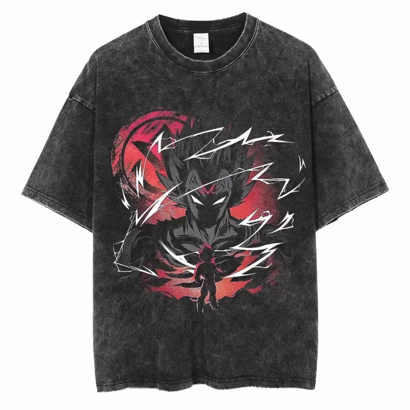 Dragon Ball Anime Washed T Shirt Vintage Goku Vegeta Cotton Short Sleeve Loose Fit Men Women-5