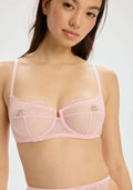 Sheer Eyelash Lace Balconette Bra Blush Iris-0