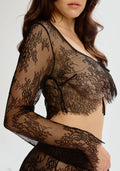 Sheer Eyelash Lace Crop Top Blush Serene Black-2
