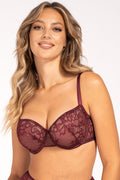 Sheer Mesh Lace Balconette Bra Caro-0