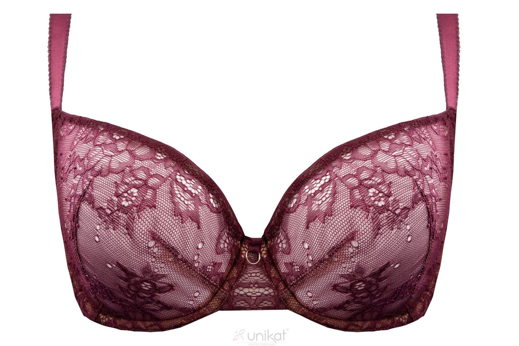 Sheer Mesh Lace Balconette Bra Caro-2