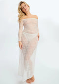 Sheer Lace Off-Shoulded Maxi Dress Blush Cascade White-0