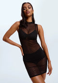 Sheer Mesh Polka Dot Fitted Dress Blush Enigma-0