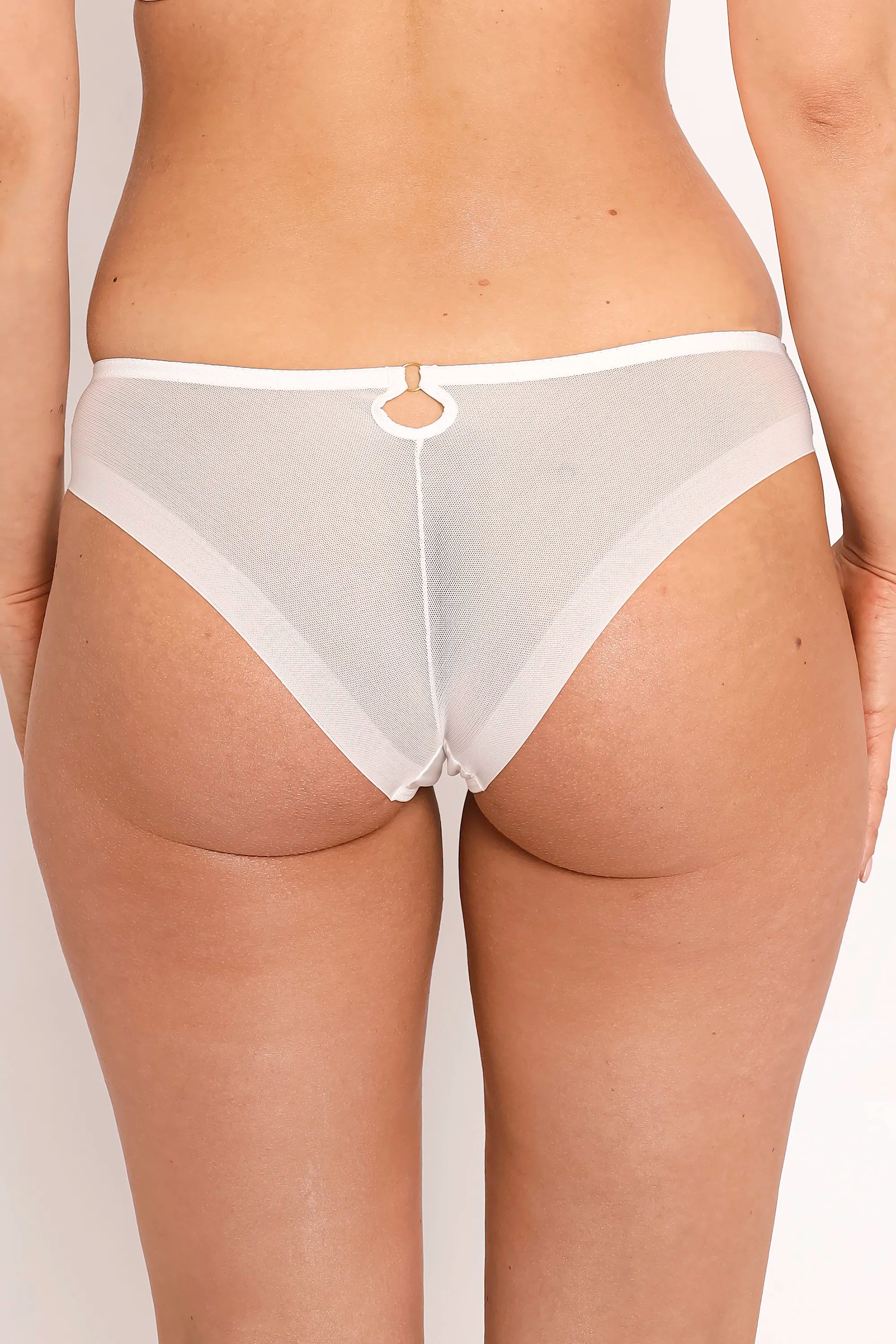Sheer Mesh Tulle Embroidered Tanga Panty Perla Ivory-1