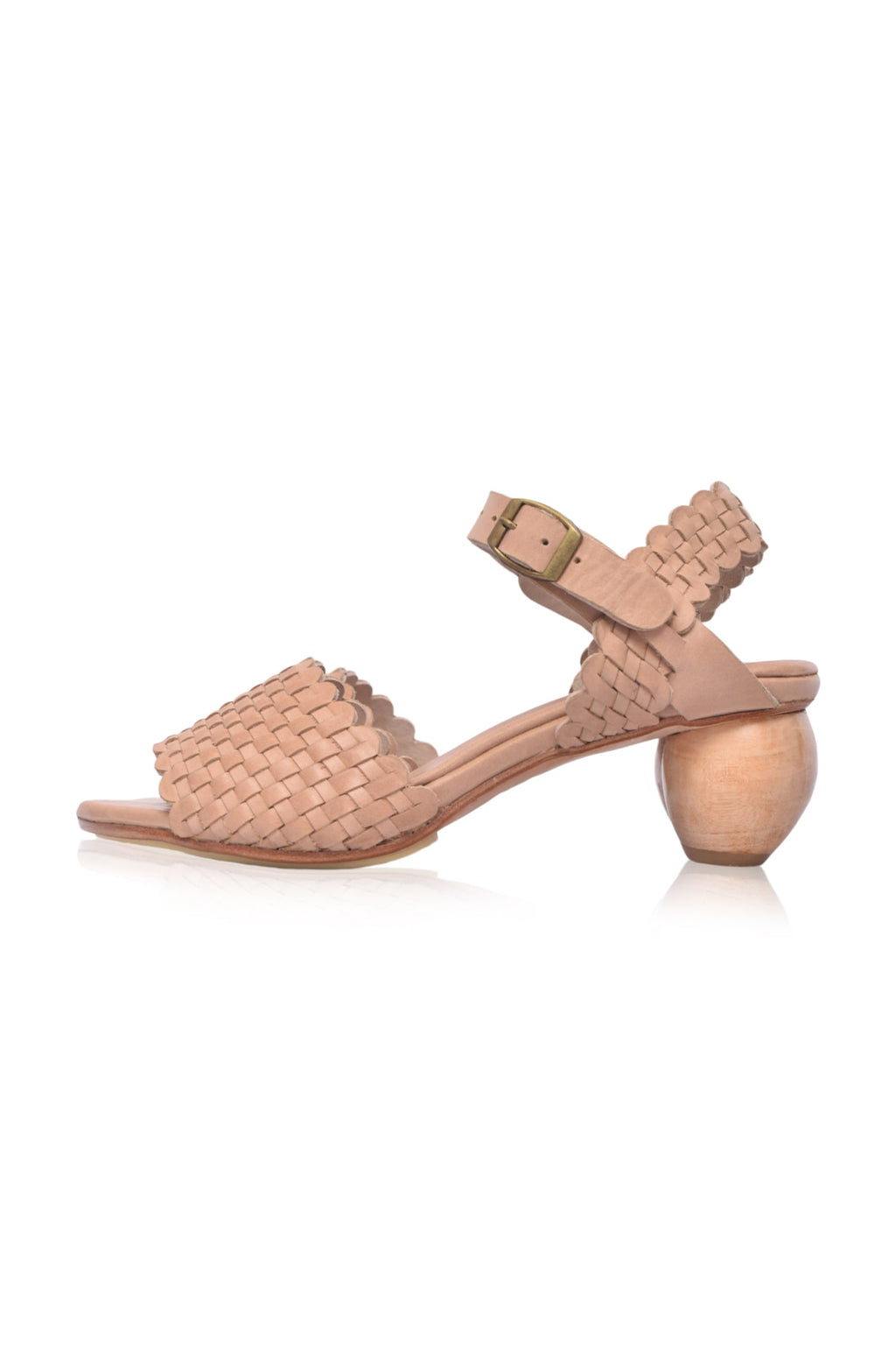 Sicily Woven Wooden Heel Leather Sandals