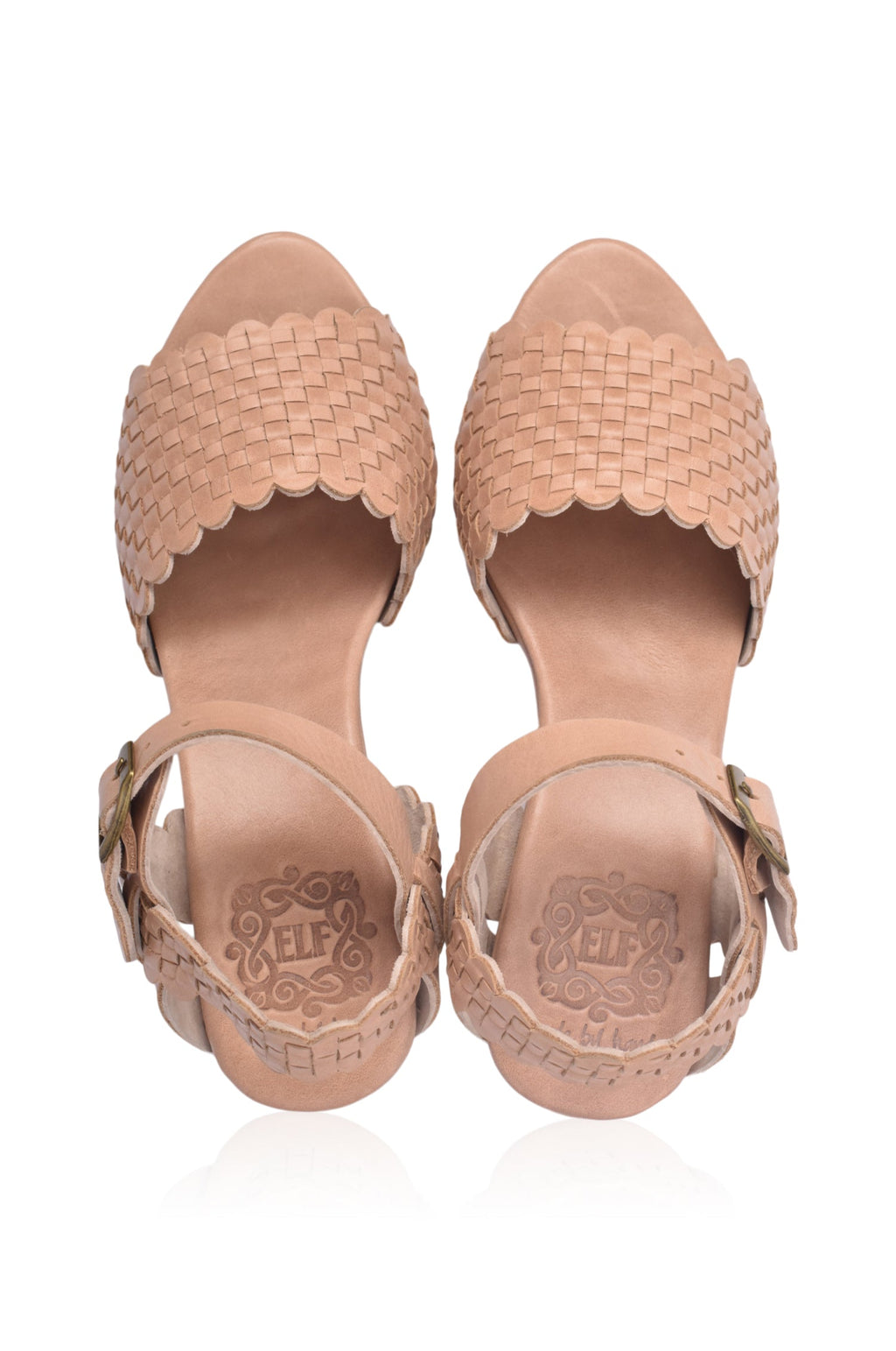 Sicily Woven Wooden Heel Leather Sandals