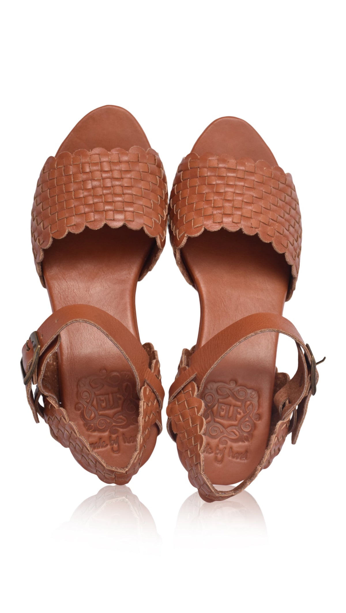 Sicily Woven Wooden Heel Leather Sandals