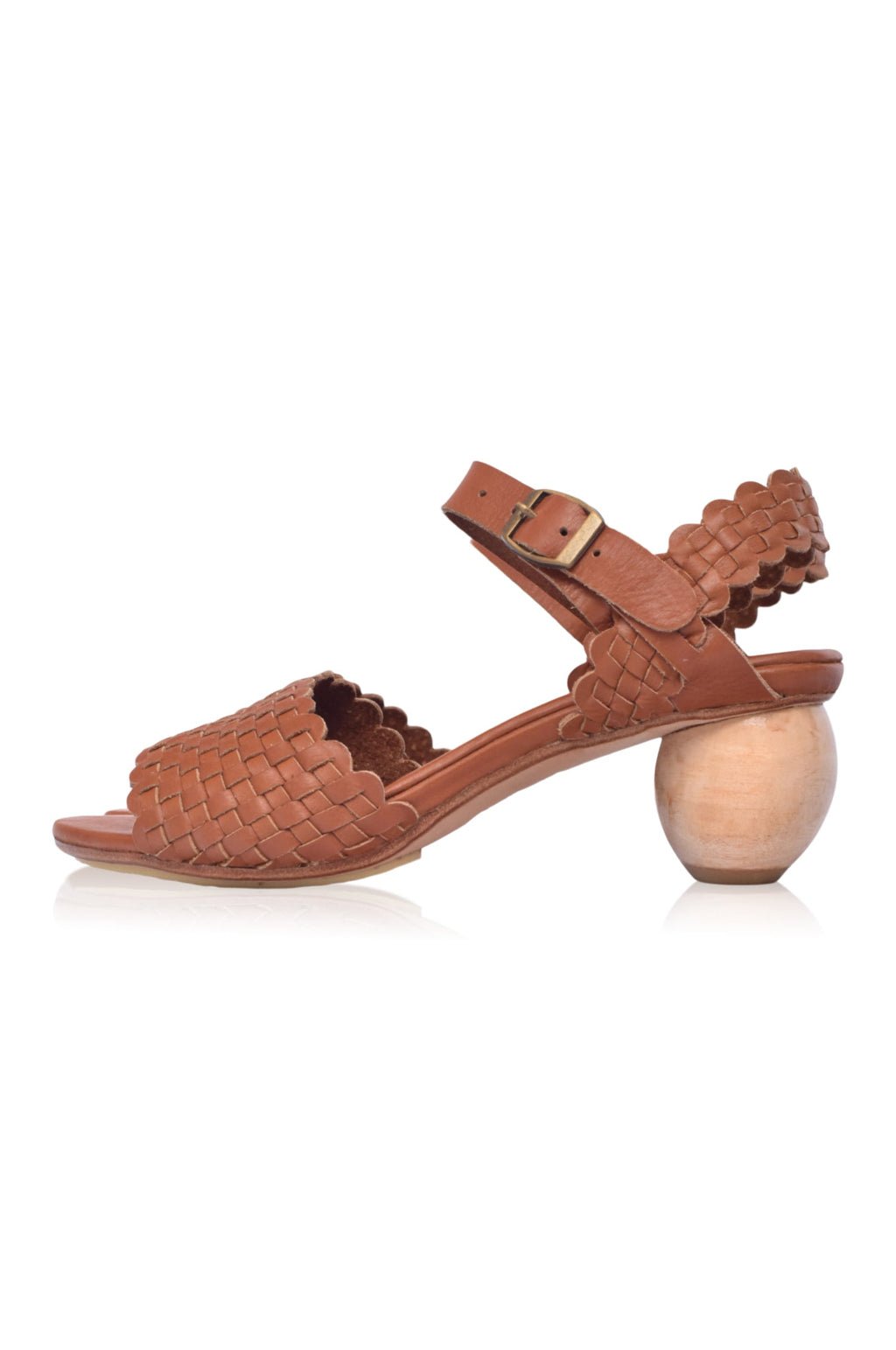 Sicily Woven Wooden Heel Leather Sandals