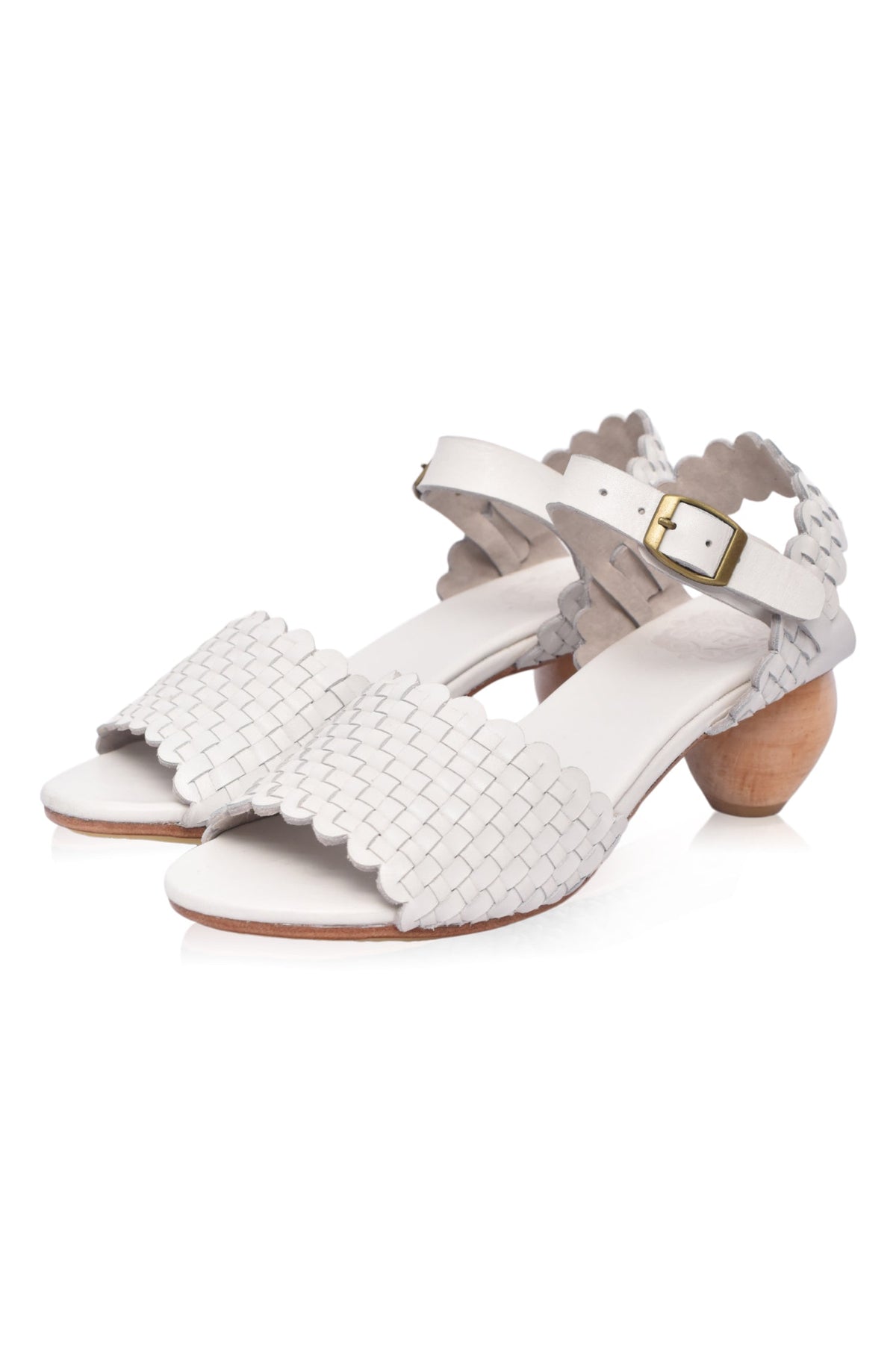 Sicily Woven Wooden Heel Leather Sandals
