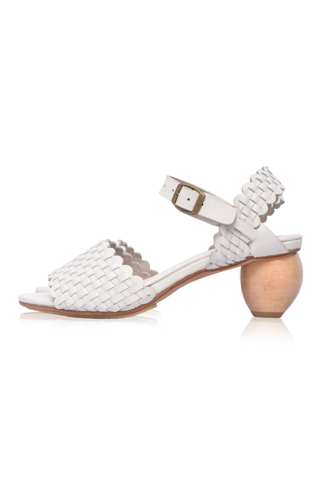 Sicily Woven Wooden Heel Leather Sandals