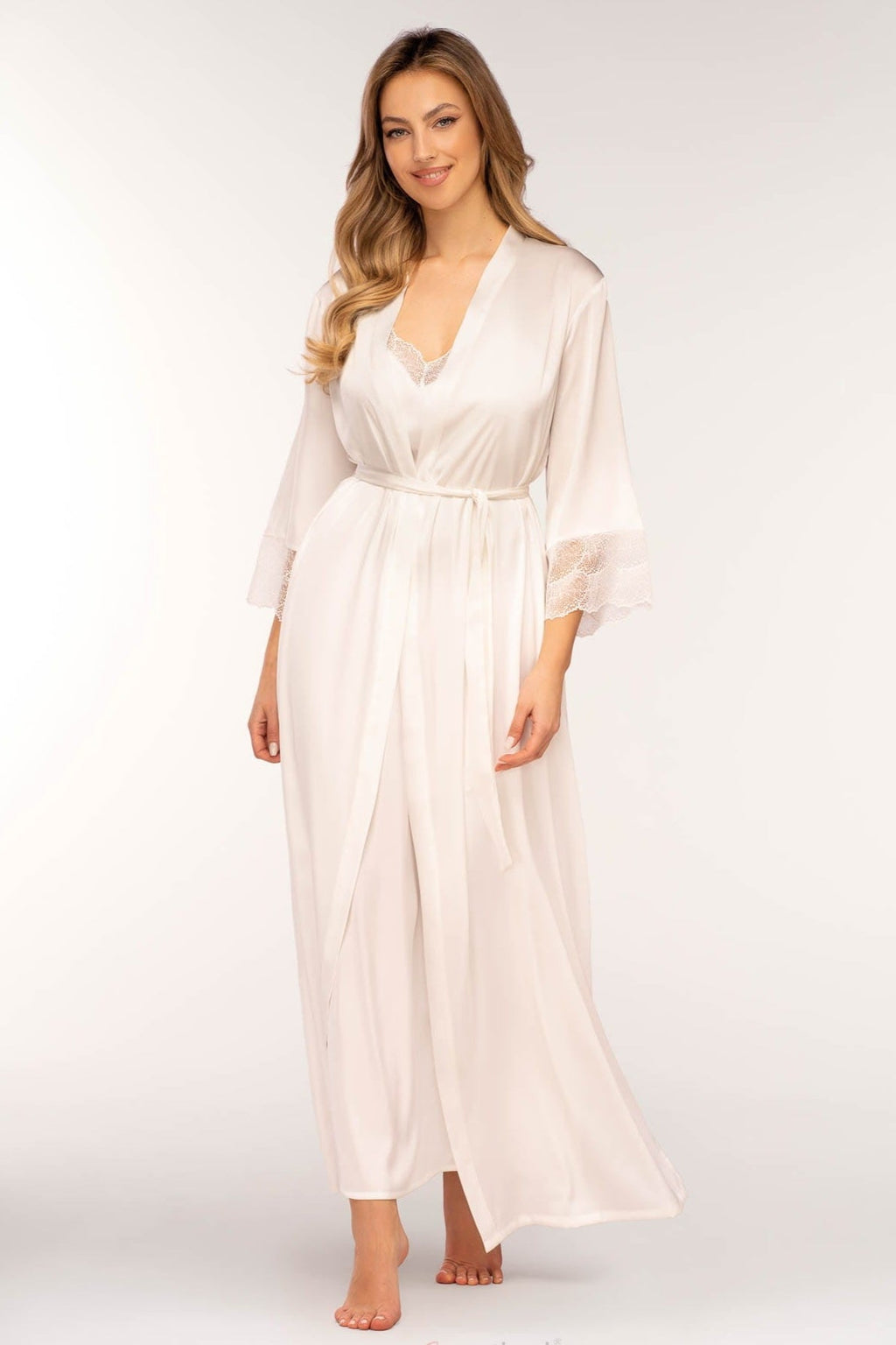 Soft Satin Long Sleeve Bathrobe Ginny-0