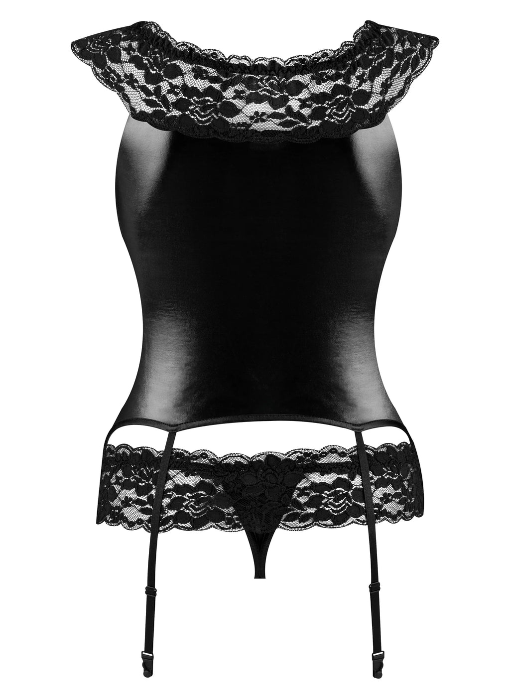 Soft Bustier Garter & String Set Beauty Night Raven-4