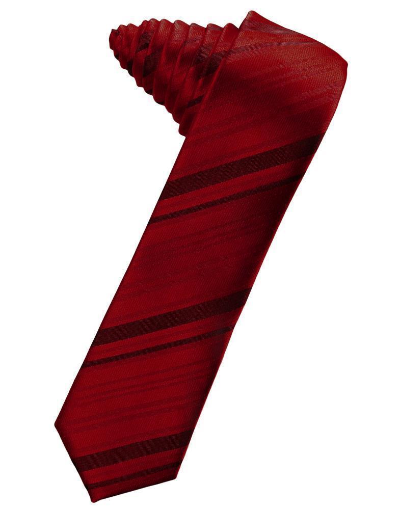 Striped Satin Skinny Necktie Self Tie-2