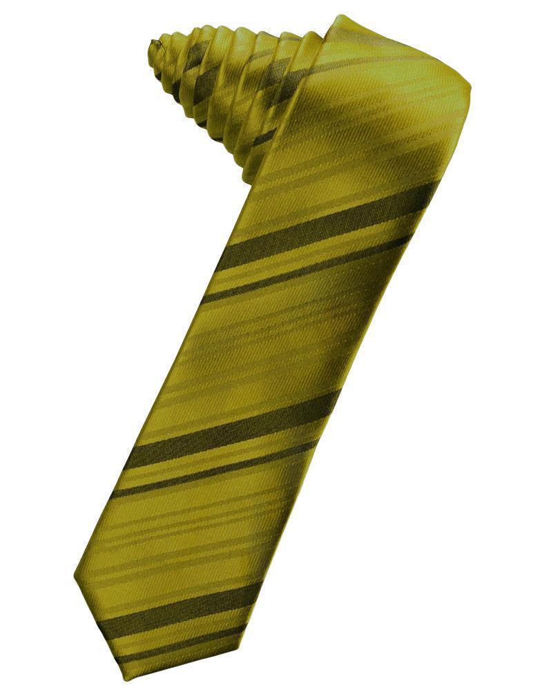 Striped Satin Skinny Necktie Self Tie-20