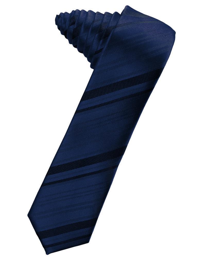 Striped Satin Skinny Necktie Self Tie-41