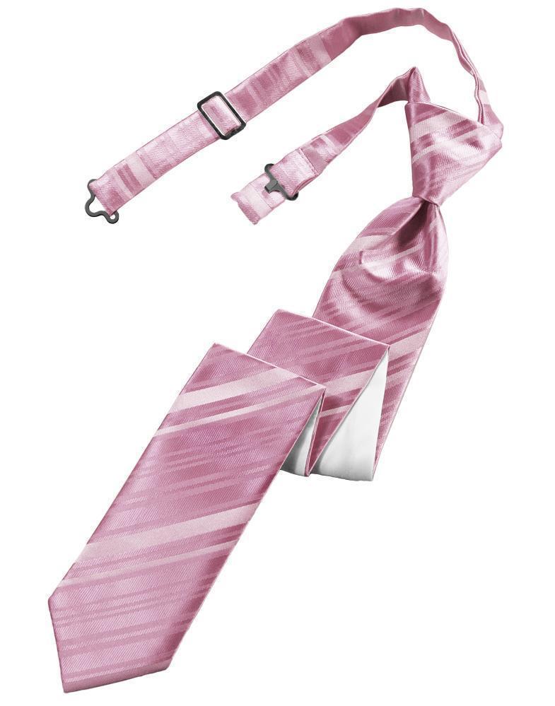 Striped Satin Skinny Necktie Pre-Tie-49