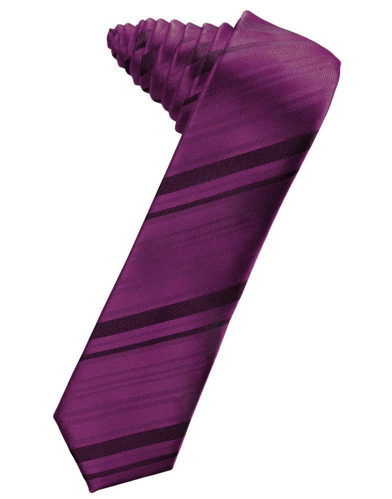 Striped Satin Skinny Necktie Self Tie-52