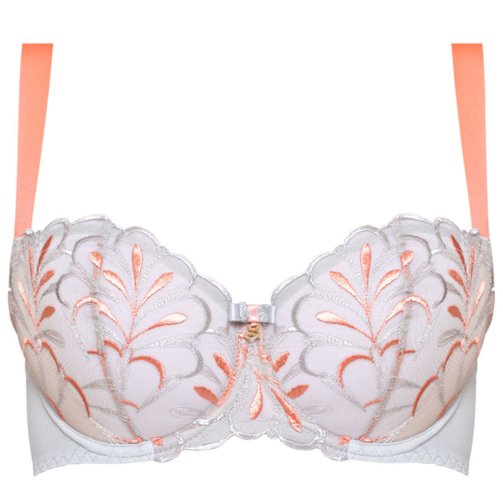 Sheer Mesh Embroidered Balconette Bra Sweet-2