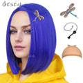 Synthetic Dark Blue Bob Wig for Cosplay