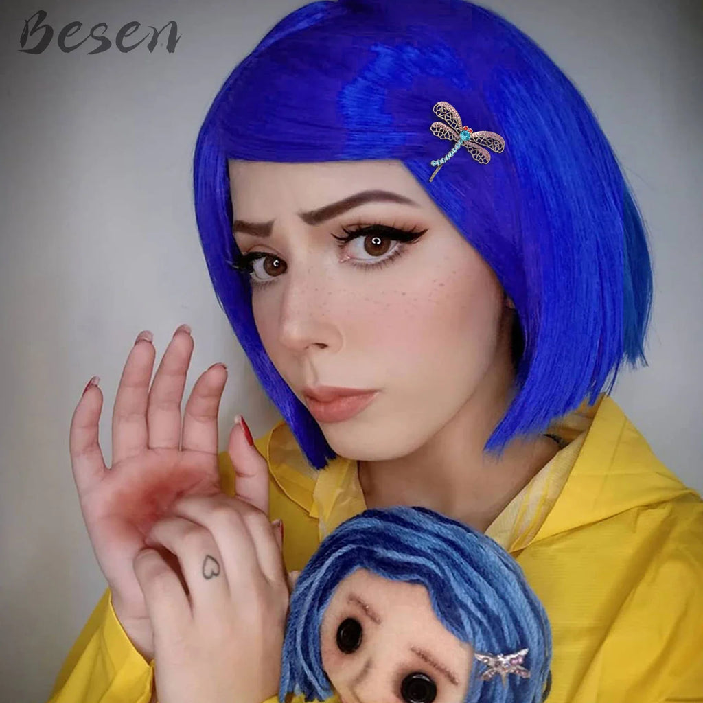 Synthetic Dark Blue Bob Wig for Cosplay