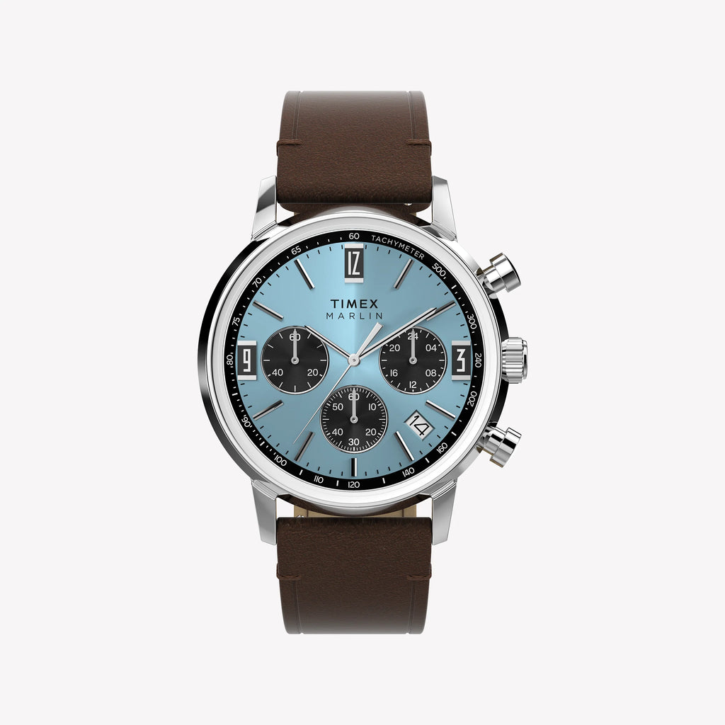 TIMEX Men's Silver-Tone SS, Brown Leather Watch | TW2Y66600-0